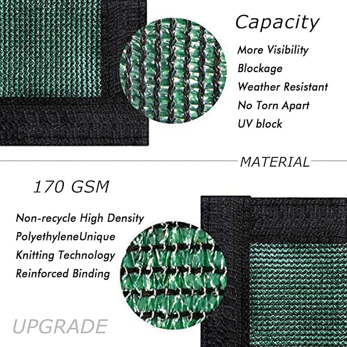 UPGRADE Privacy Screen 6' x 25' Fence Commercial Shade Cover with Bra...