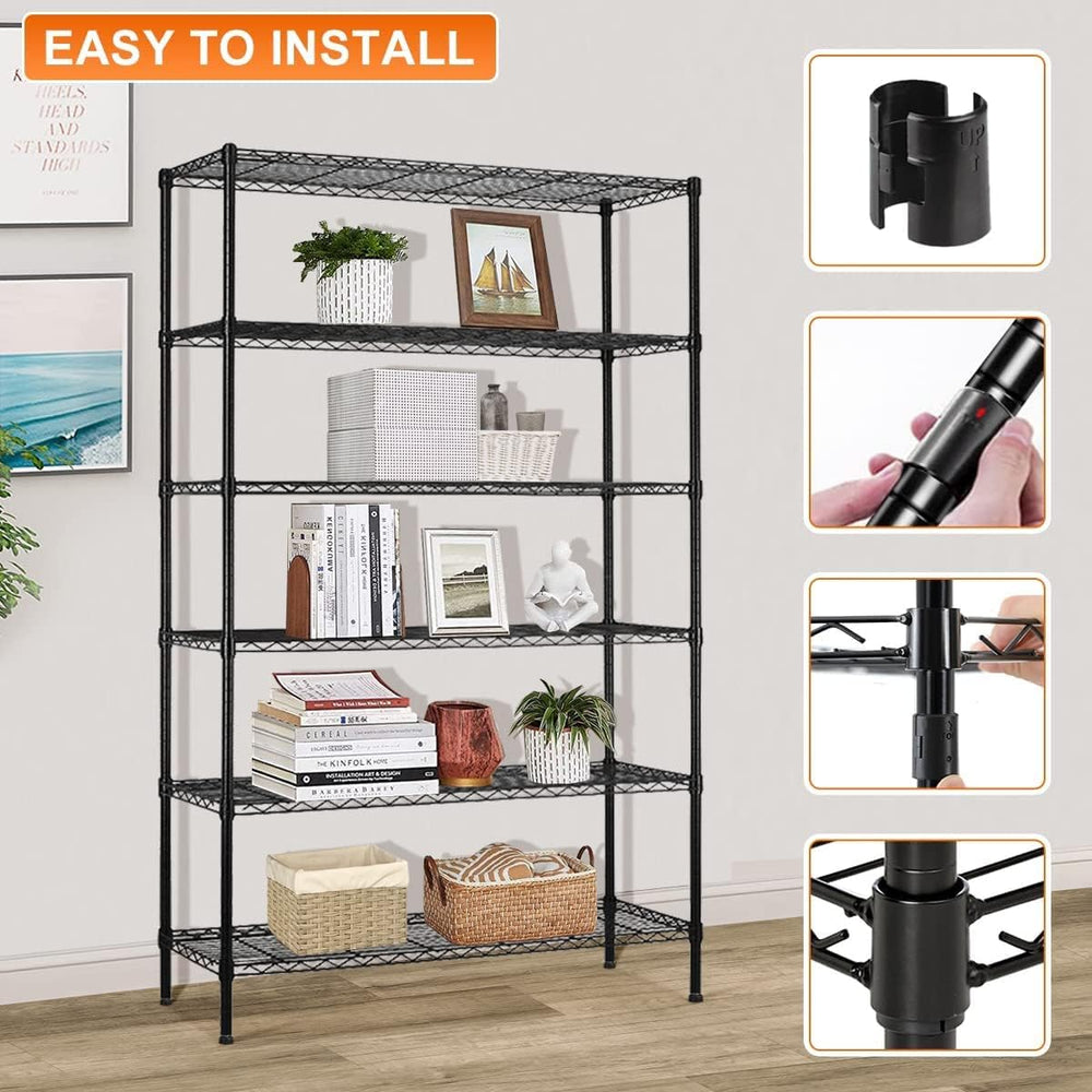 6-Tier Storage Shelves, Heavy Duty Metal Shelving Unit with Wheels | Rust-Res...