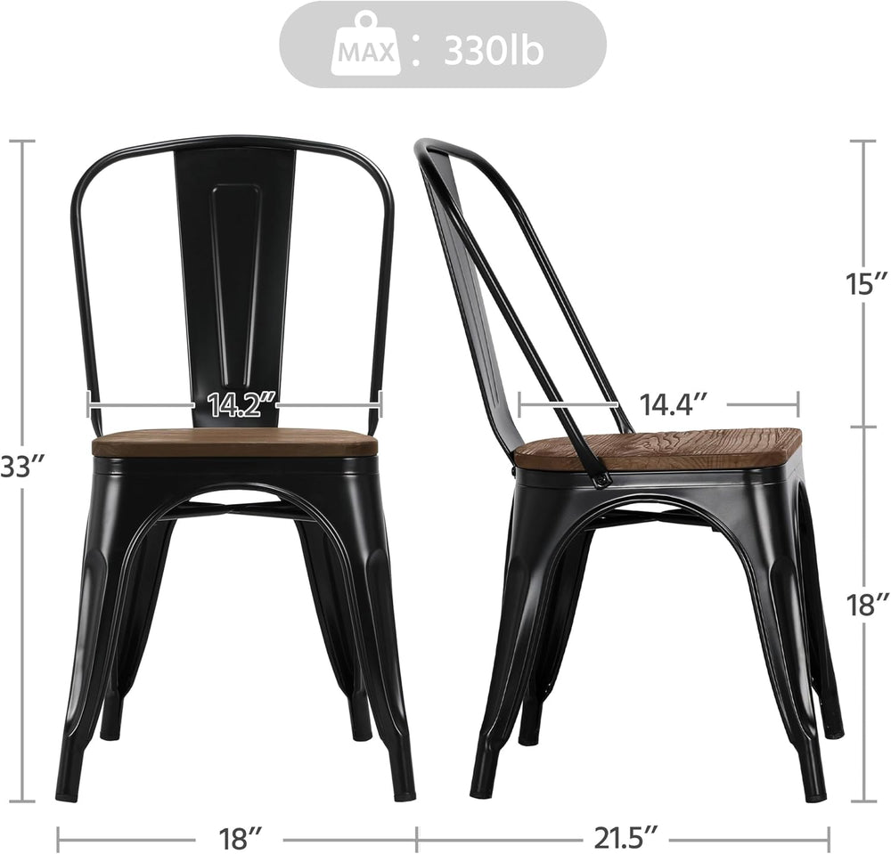 Yaheetech Metal Dining Chairs Set of 4, Stackable Kitchen Chairs, Black