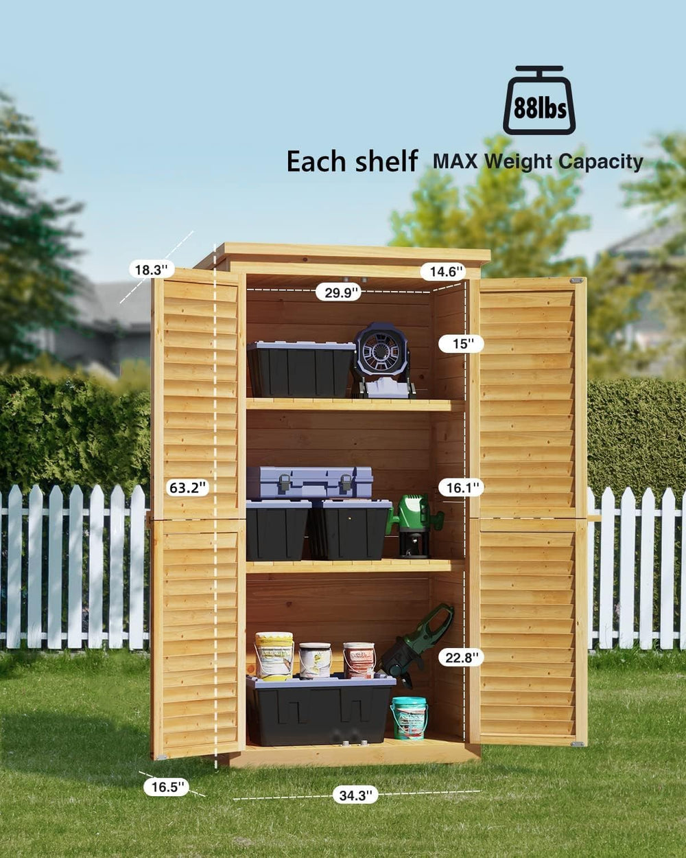 Bealife 63.2" Outdoor Storage Cabinet with Double Doors - Natural