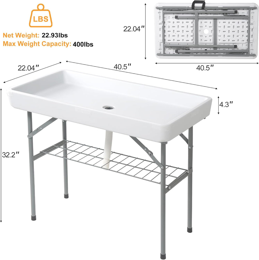 Allpop 4 Foot Folding Ice Cooler Table with Matching Skirt, Portable Patio Ta...