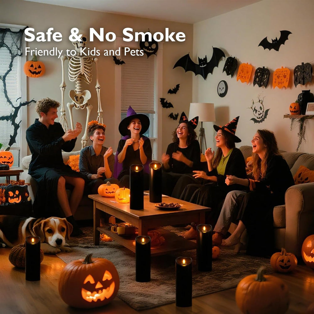 Homemory 4"x12" Black Flameless Candles, Halloween Candles, Outdoor...