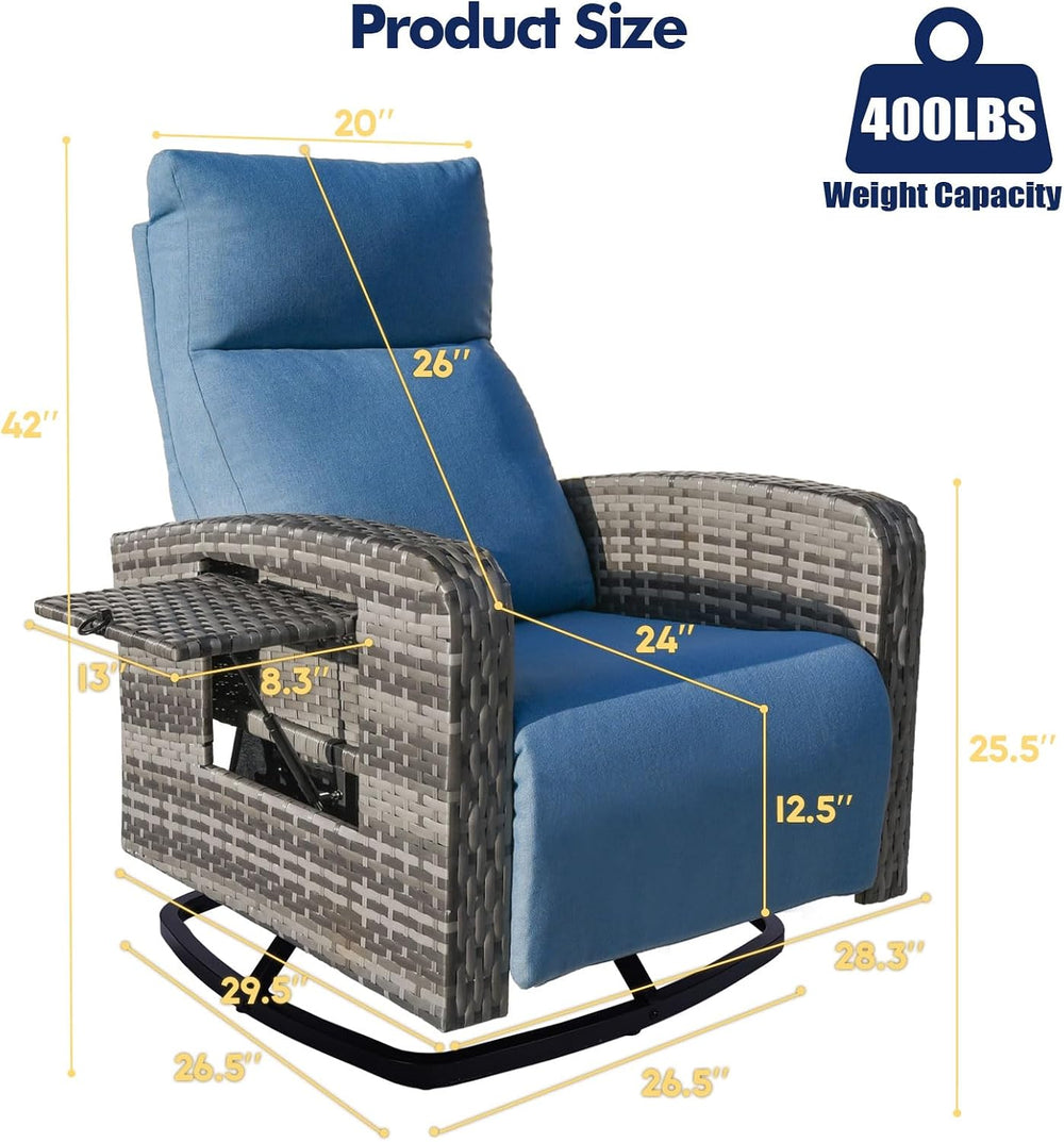 ZZW Outdoor Recliner Chair Set of 2, Wicker Patio Recliners with Adjustable B...