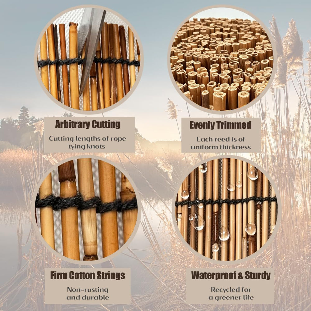 Reed Fencing Roll 4x9.84ft, 85% Shade Natural Bamboo Privacy Screen, Decorati...