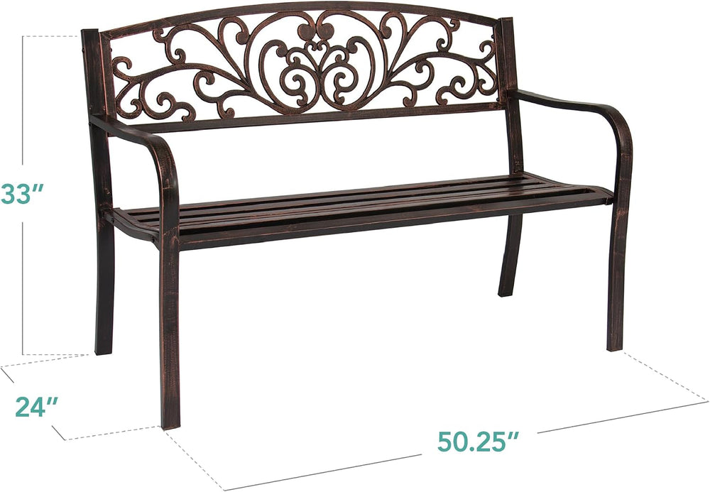 Best Choice Products Outdoor Bench Steel Garden Patio Porch Furniture for Law...