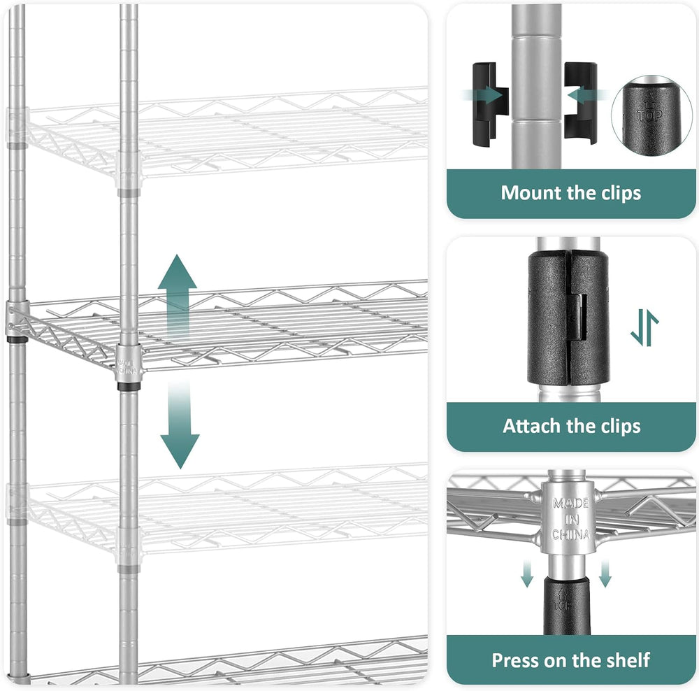 Homdox 6-Tier Storage Shelf Wire Shelving Unit Free Standing Rack Organizatio...