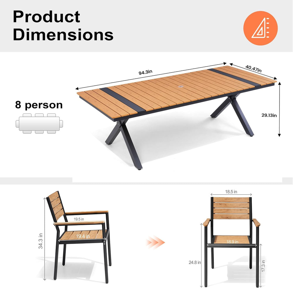 9-Piece Outdoor Patio Dining Table Set for 8 Person