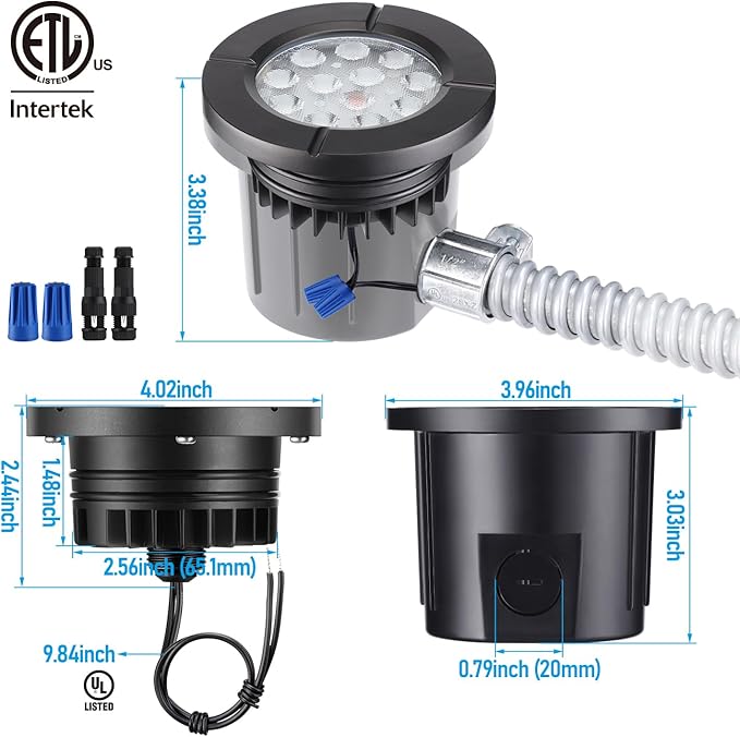 LEONLITE Dia. 4 Inch 5CCT Well Lights Landscape LED In Ground, 5 Color Temper...