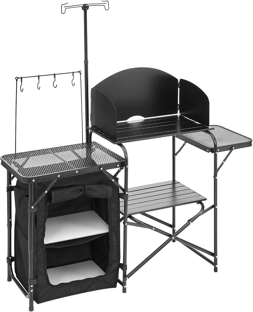 VEVOR Camping Kitchen Table, Outdoor Camp Cooking Table, Aluminum Portable Co...