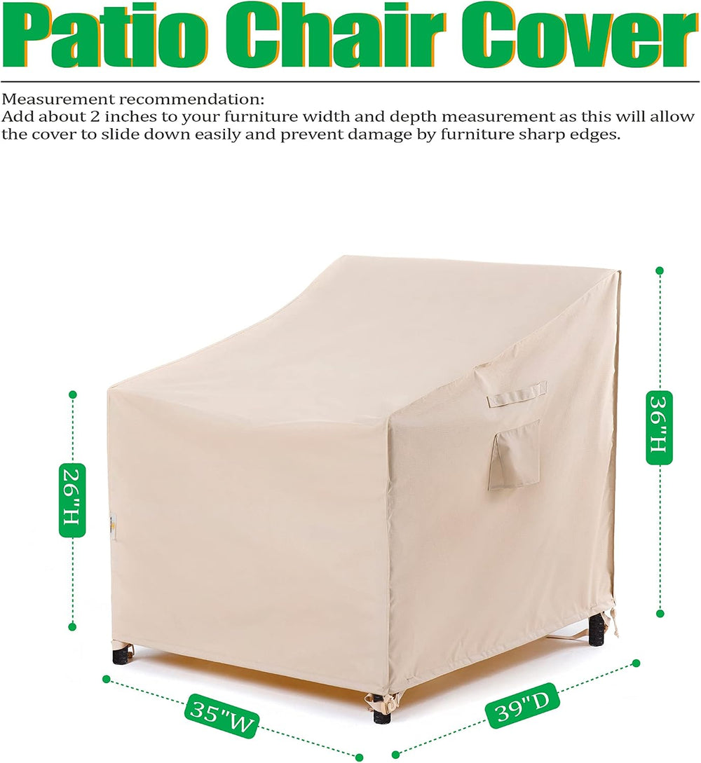F&J Outdoors Patio Chair Covers, Beige, 35" W x 39" D x 36&quot...