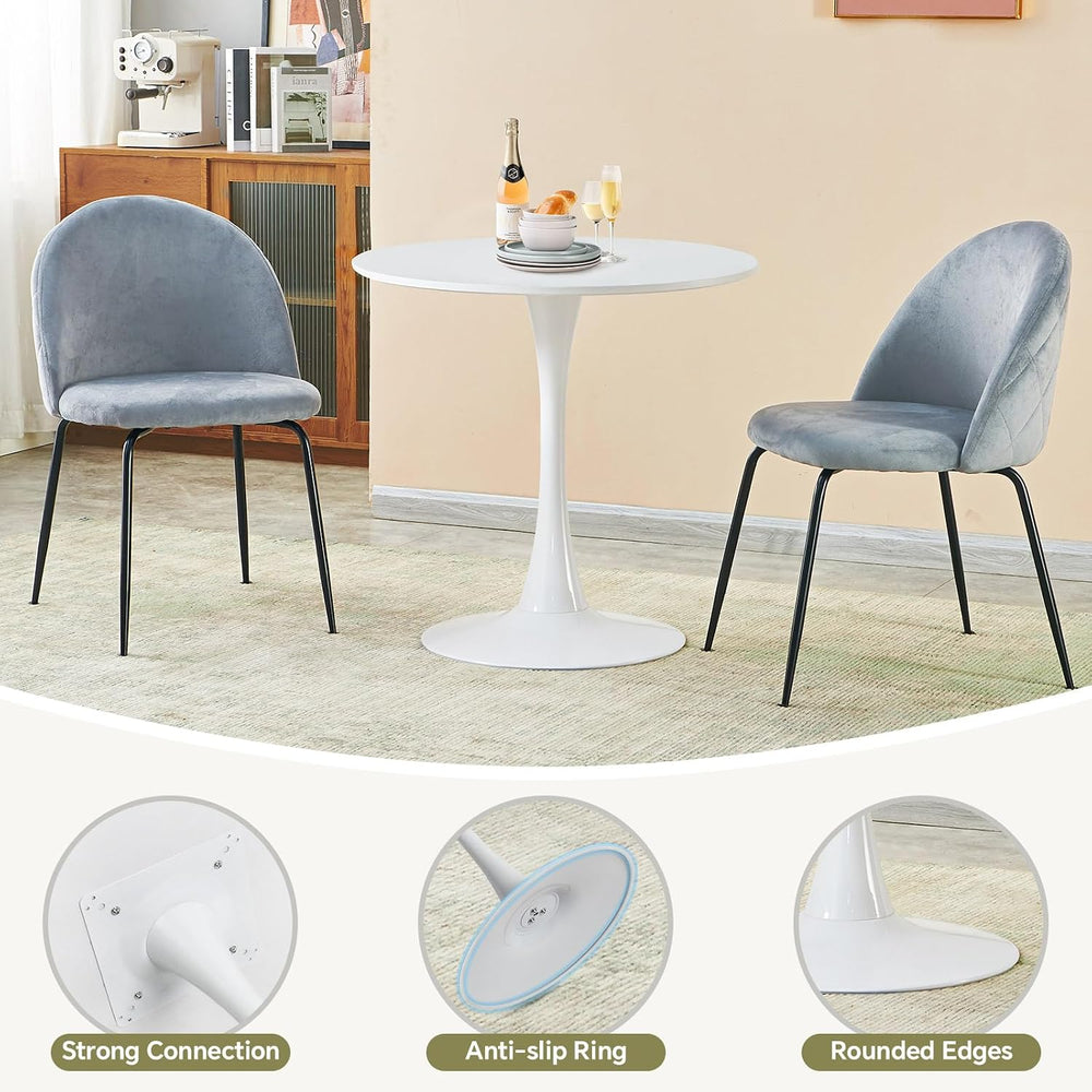 27.5" Tulip Round Dining Table with Metal Pedestal White