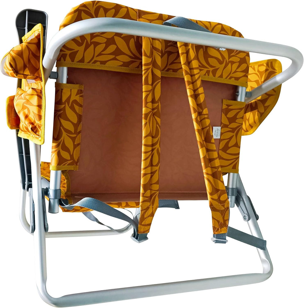 Bliss Hammocks Folding Backpack Beach Chair Recliner, Amber Leaf