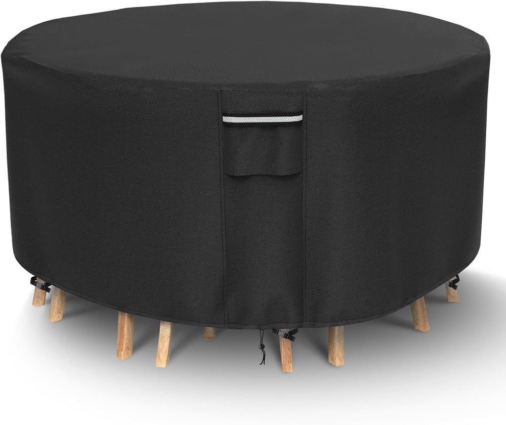 Round Patio Furniture Covers, 500D Heavy Duty Waterproof UV Resistant Cover f...