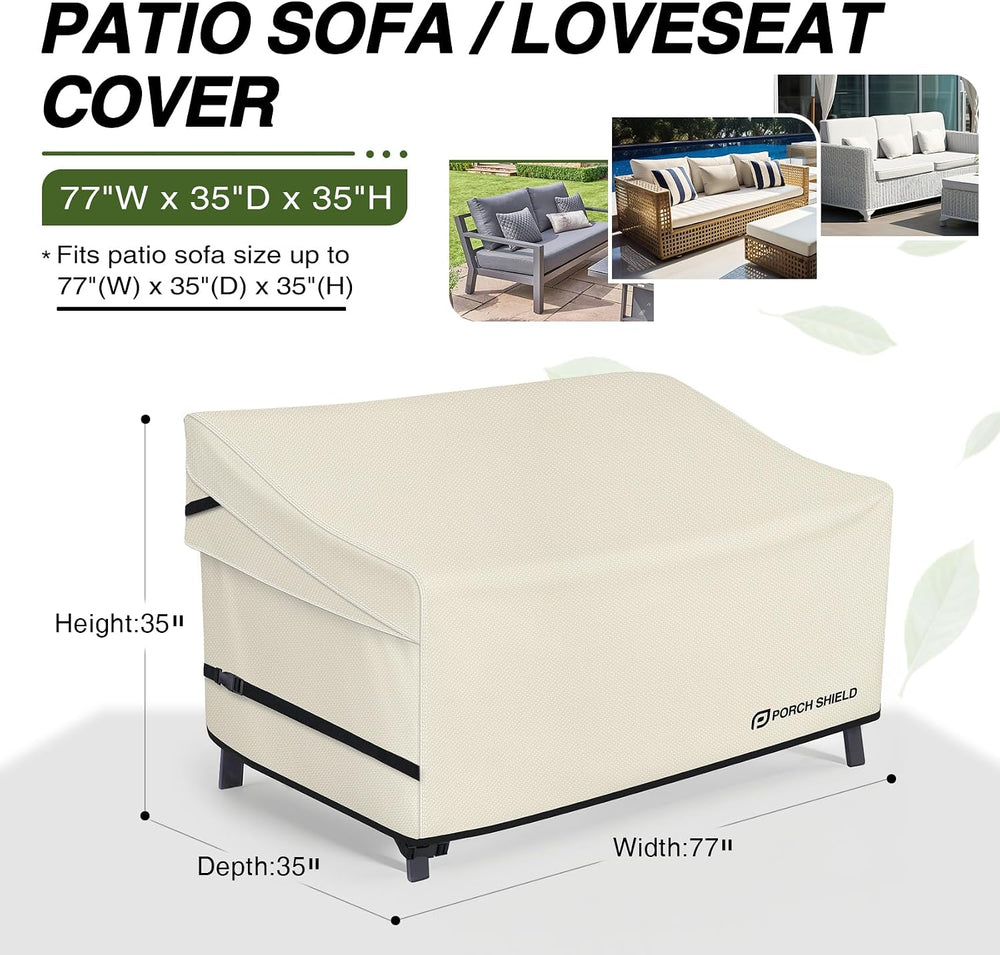 Porch Shield Waterproof Outdoor Sofa Cover 77W x 35D x 35H inch, Beige