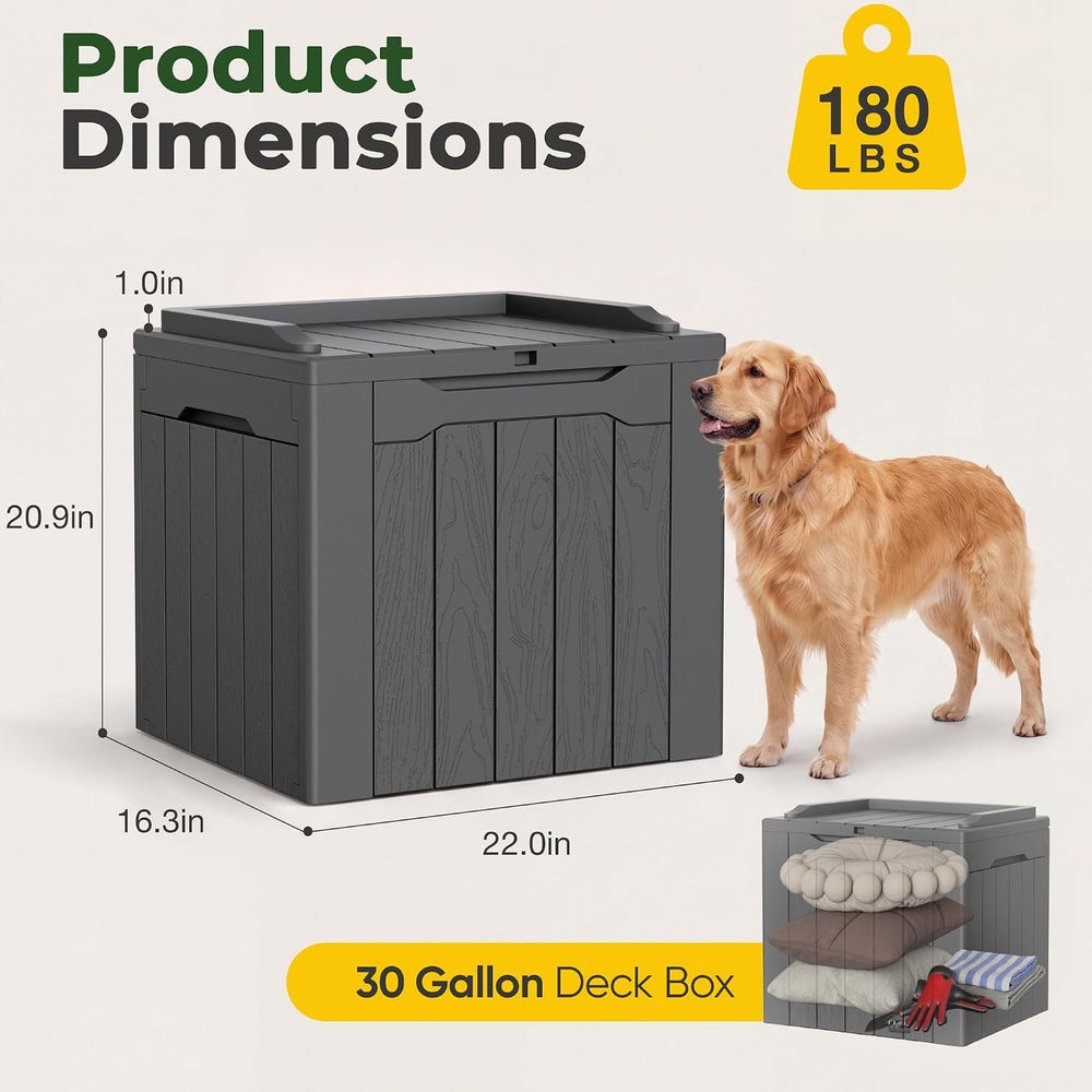 Flamaker Deck Box 31 Gallon Waterproof Resin Small Storage Box with Lid