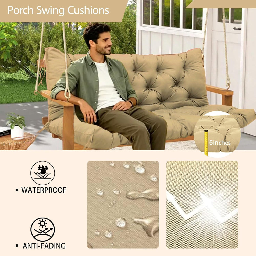 Durable Extra 5" Thick Outdoor Swing Cushions Waterproof 60 inch 3 Seate...