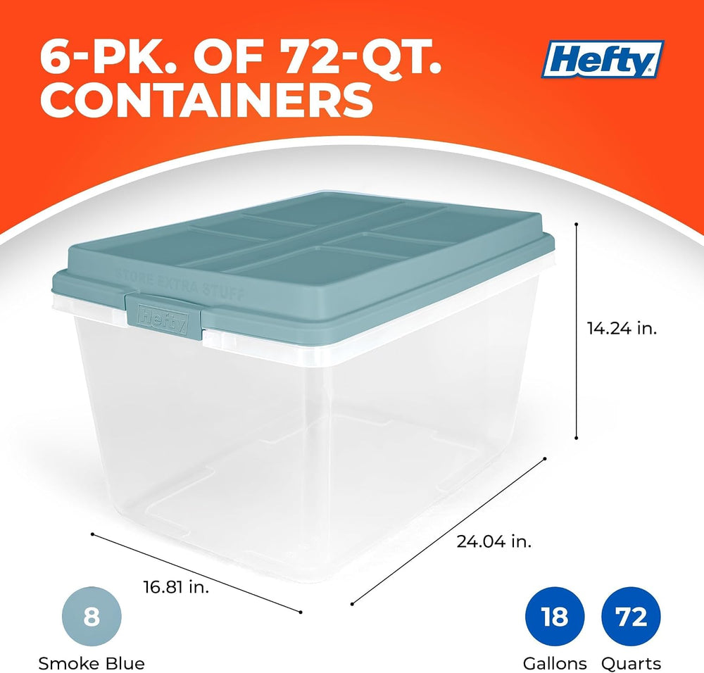 Hefty HI-RISE Stackable Storage Bins - Storage Containers with Lids, Shoe Org...
