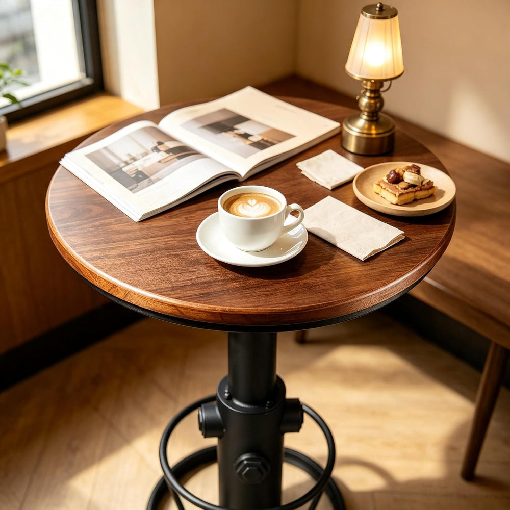 LOKKHAN Industrial Bar Table 38.6"-48.4" Height Adjustable Swivel R...