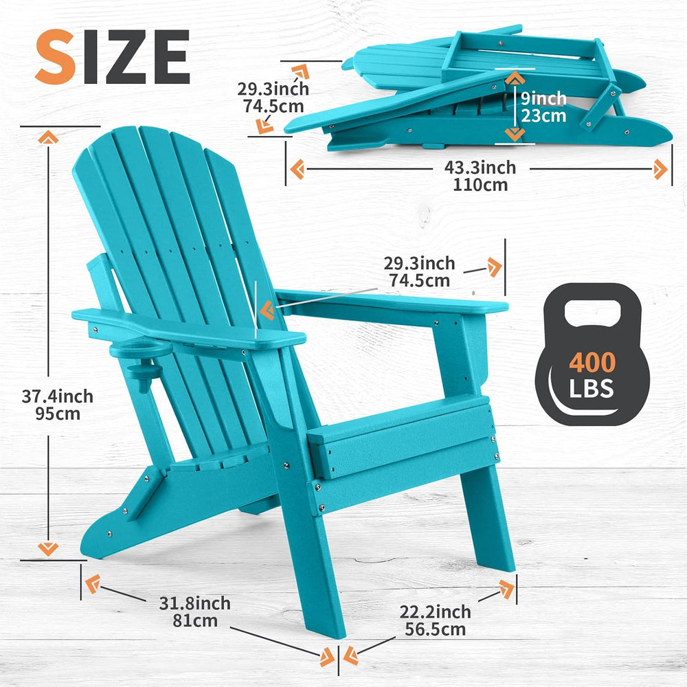 FUNBERRY Oversized Folding Adirondack Chair, Fire Pit Chairs 400LBS