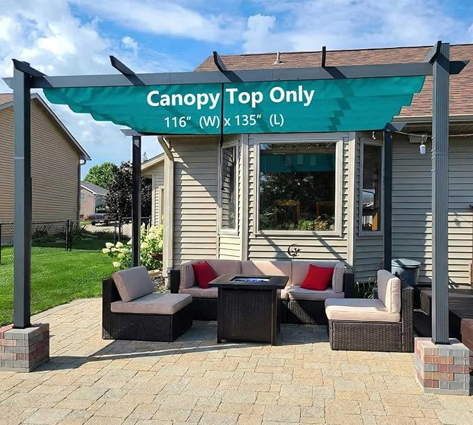 Pergola Shade Cover Replacement Canopy Top Compatible with 10 X 13 ft 6-Bar P...