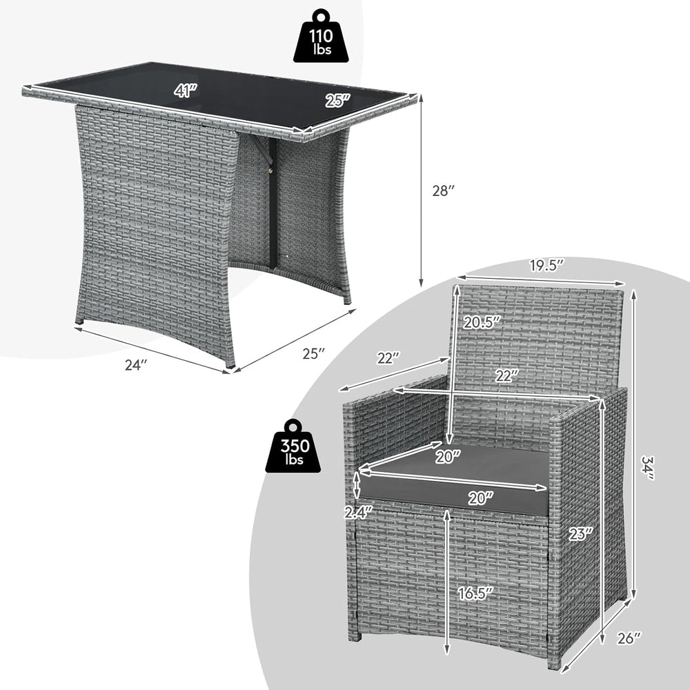 DORTALA Wicker Outdoor Bistro Set 3 Piece, Patio Furniture Set for Small Spac...