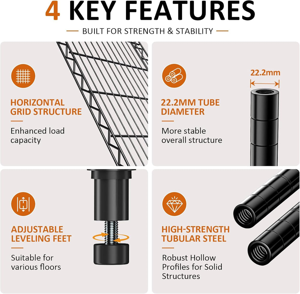 5-Tier Garage Shelving Unit, Heavy Duty Metal Wire Shelving