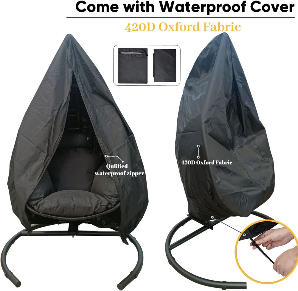 JOYBASE Hanging Egg Chair with Stand, Patio Swing Chair with Stand and Cushio...
