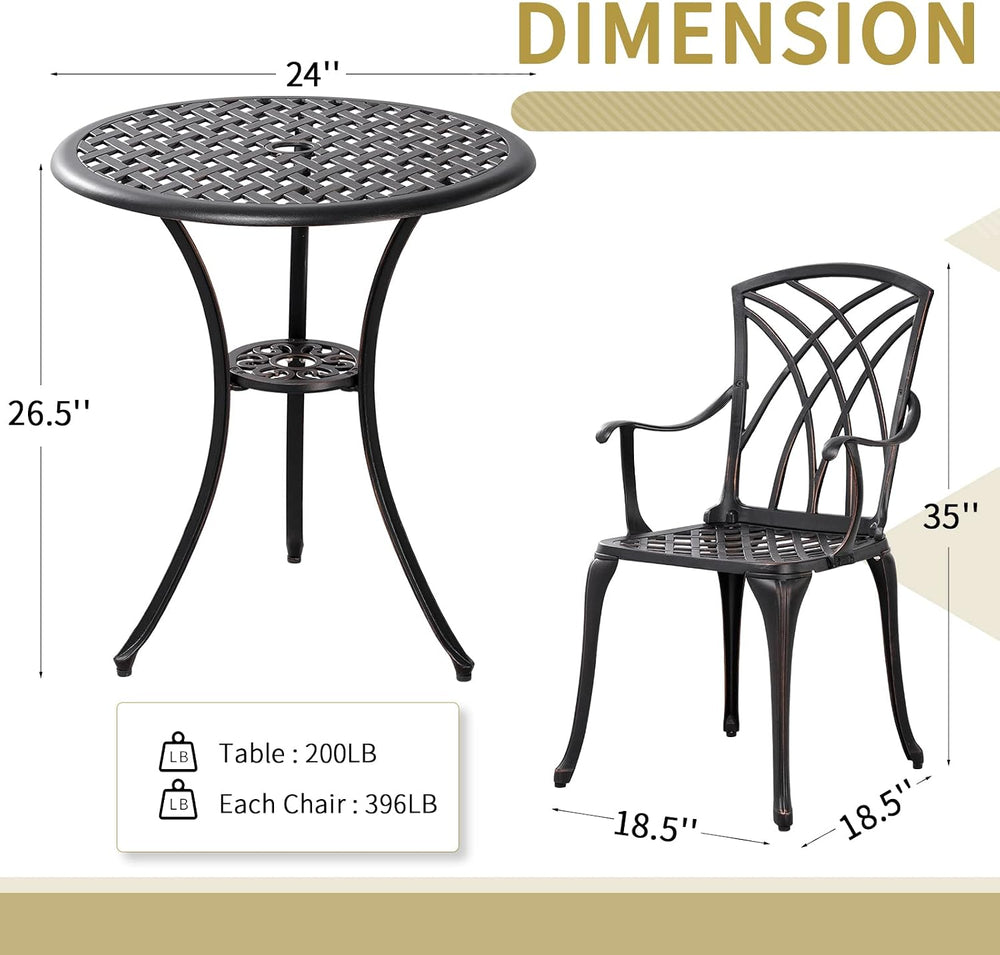 3 Piece Patio Bistro Set Outdoor Bistro Table Set Anti Rust Bistro Table and ...