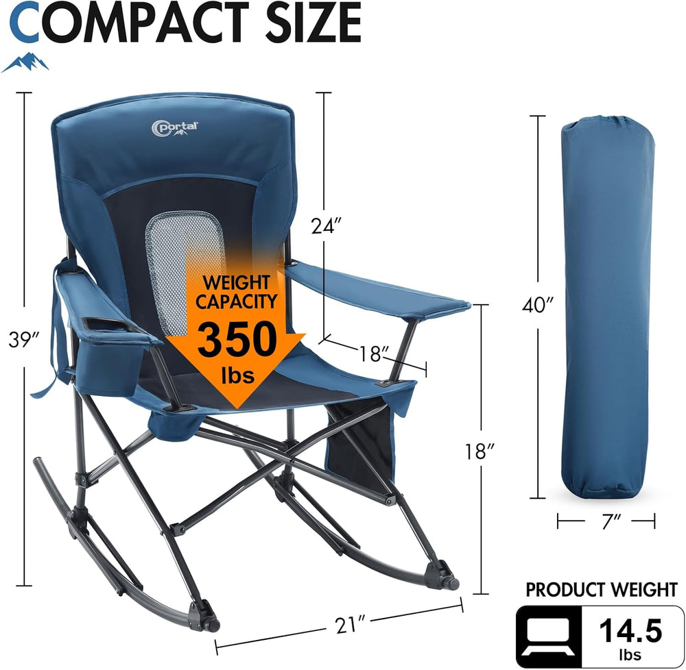 Portal Folding Outdoor Rocking Camping Chair, 350LBS Portable Rocker