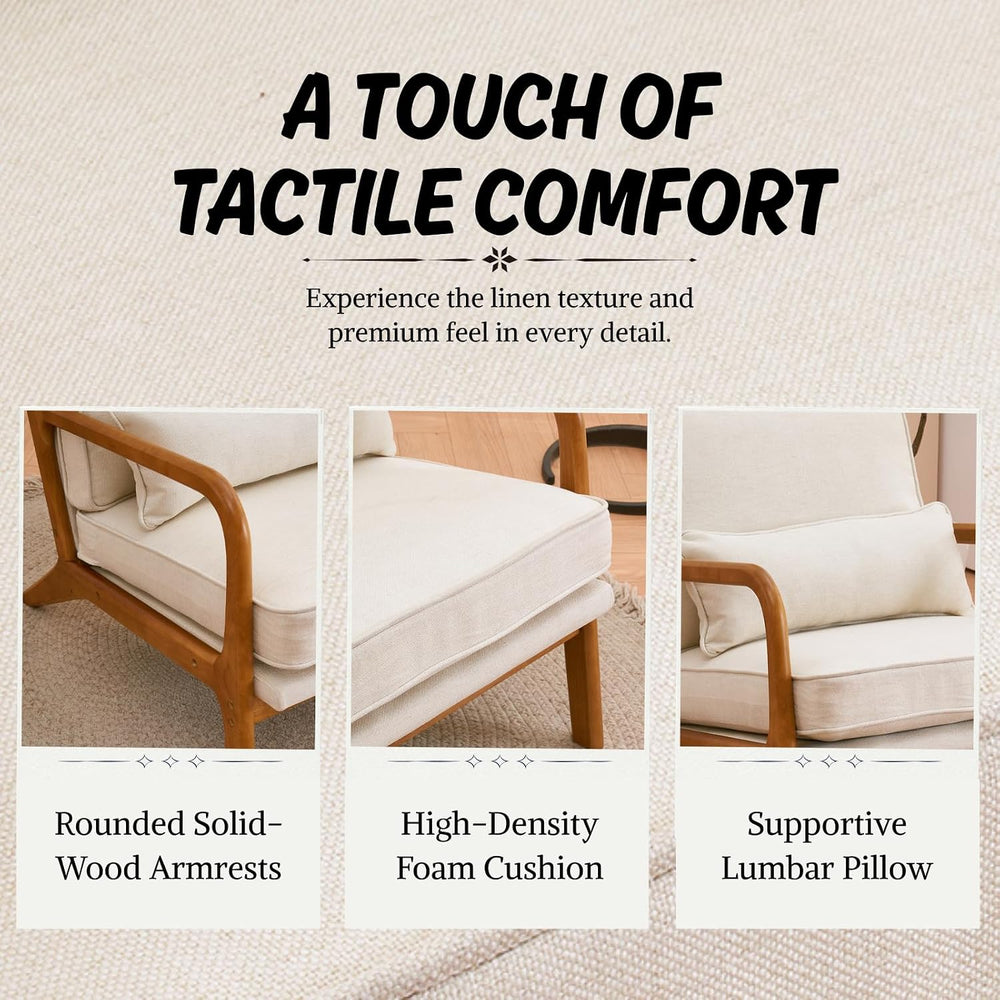 Karl home Mid-Century Modern Accent Reading Chair, Beige
