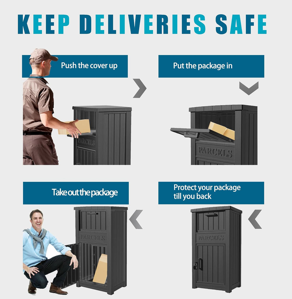 LHBGO Package Delivery Box for Outside, Outdoor Storage with Lockable Secure,...