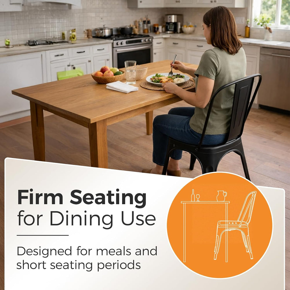 Metal Dining Chairs with Backrest, Stackable, Matte Black, 6 Pack
