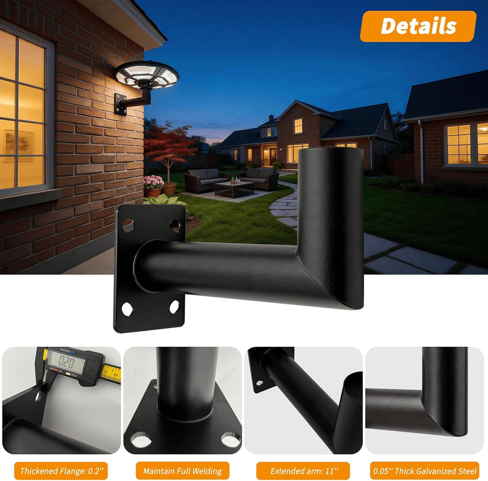 90 Degree Wall Light Mounting Bracket, 11" Arm, 2-3/8" OD Tenon | G...