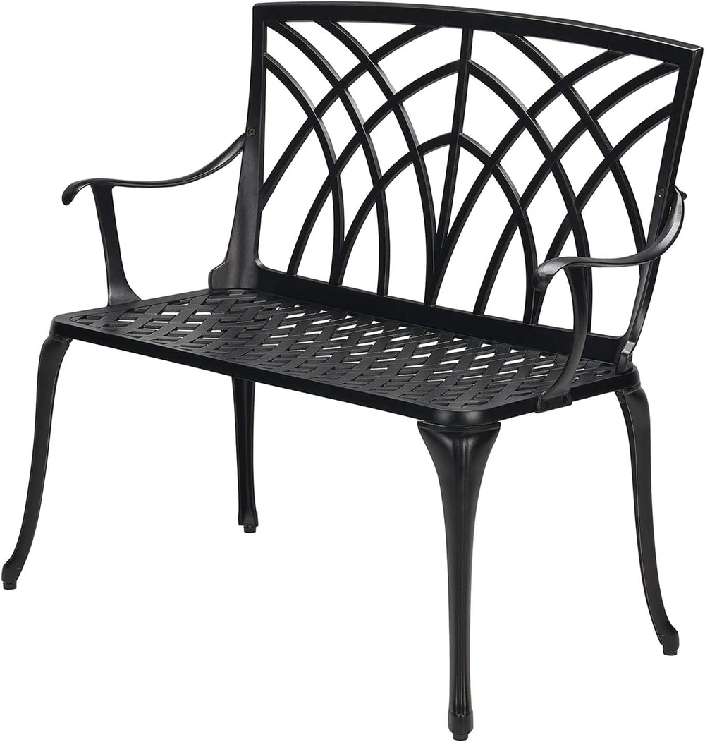 Laurel Canyon 38" Outdoor Patio Bench, Cast Aluminum Construction Furnit...