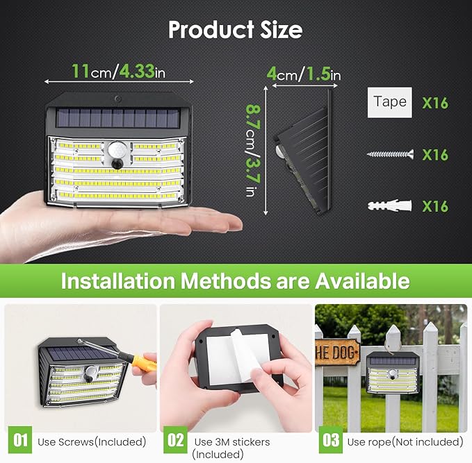 [16 Packs] Solar Motion Lights Outdoor, Ultra Bright Solar Fence Lights with ...