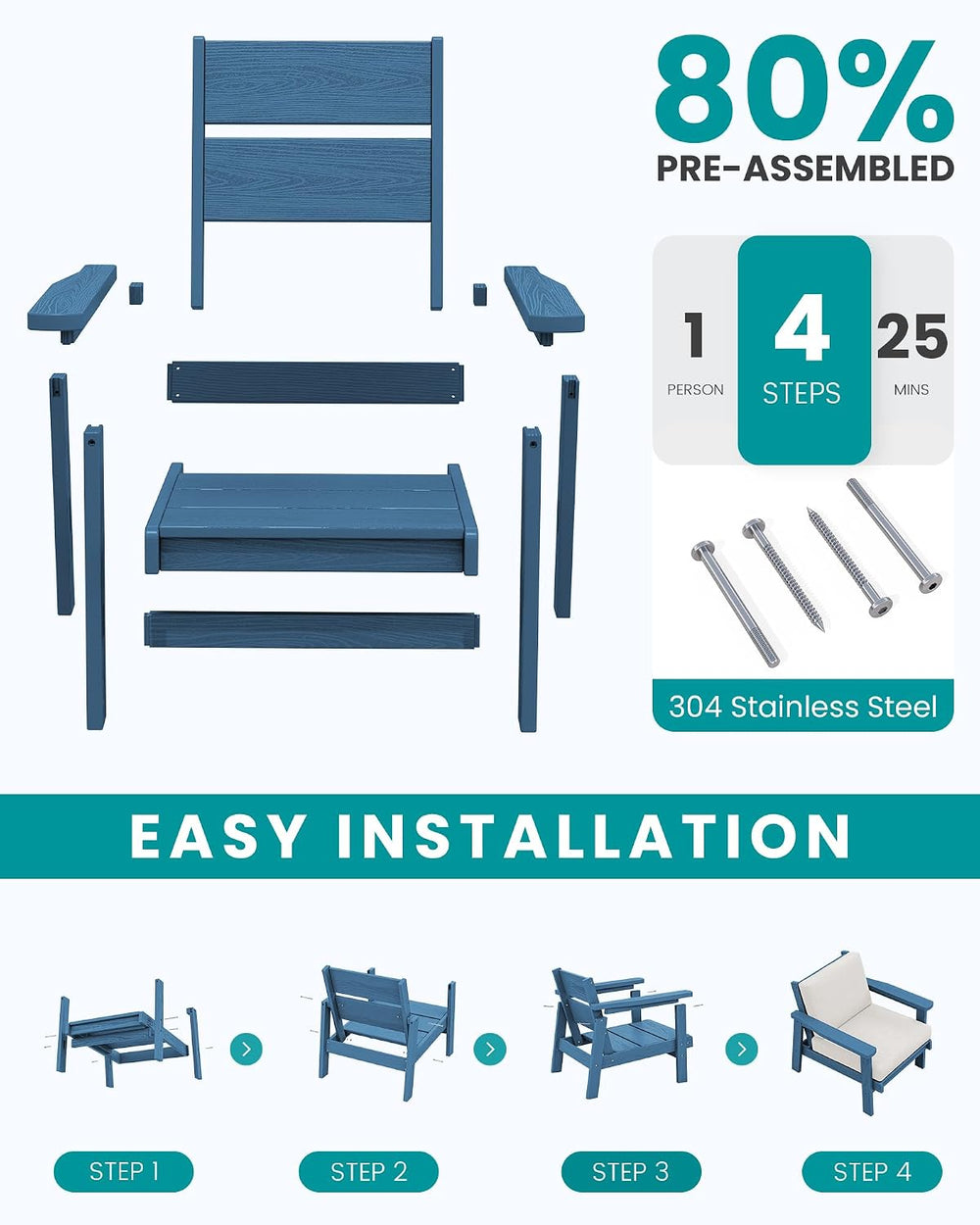 SERWALL HDPE Outdoor Sofa Set of 2