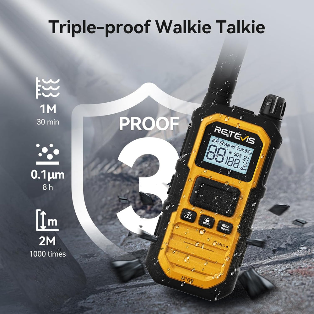 Retevis RB48 Plus Waterproof Walkie Talkies Long Range,GMRS Radios (6 Pack)