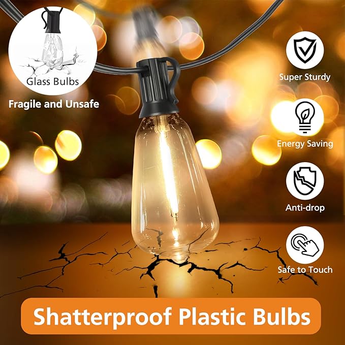 Brightever 200FT Outdoor String Lights with Remote, 2700K/4000K/5000K Selecta...