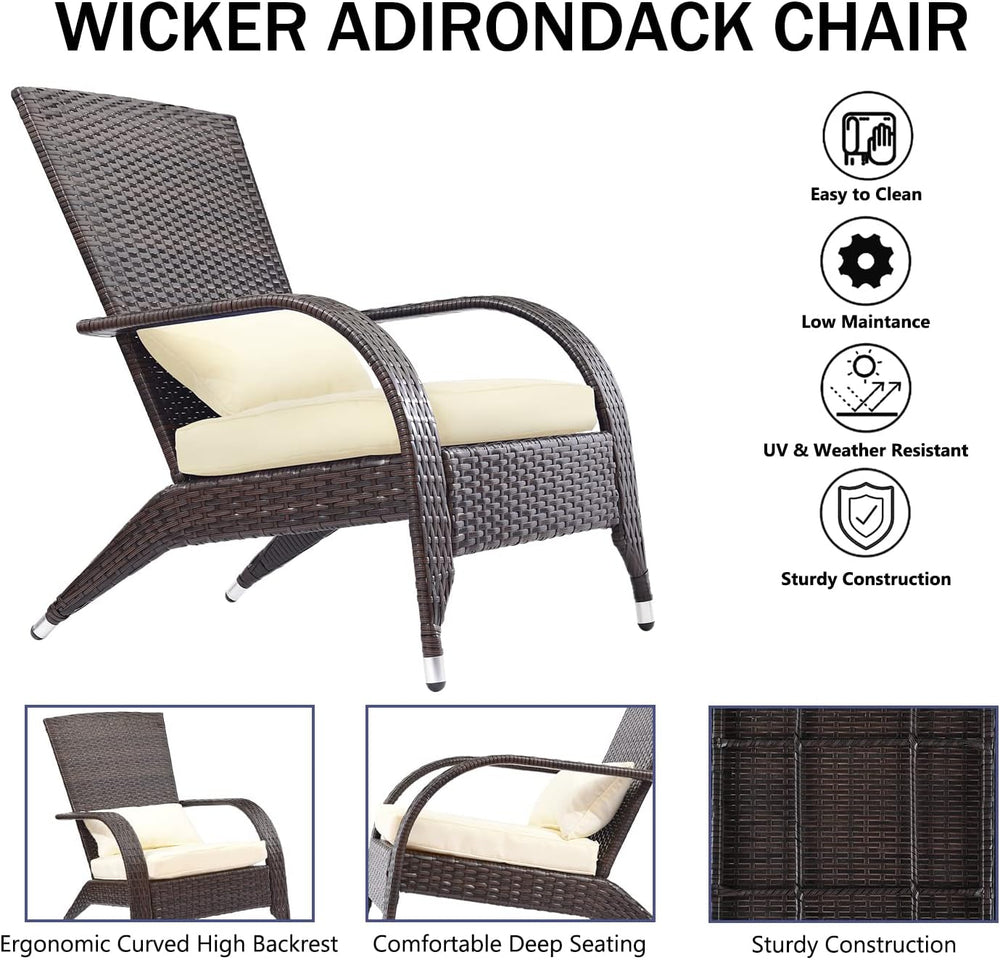 Outdoor Patio Wicker Adirondack Chair Outside Fire Pit Chairs Oversized Comfy...