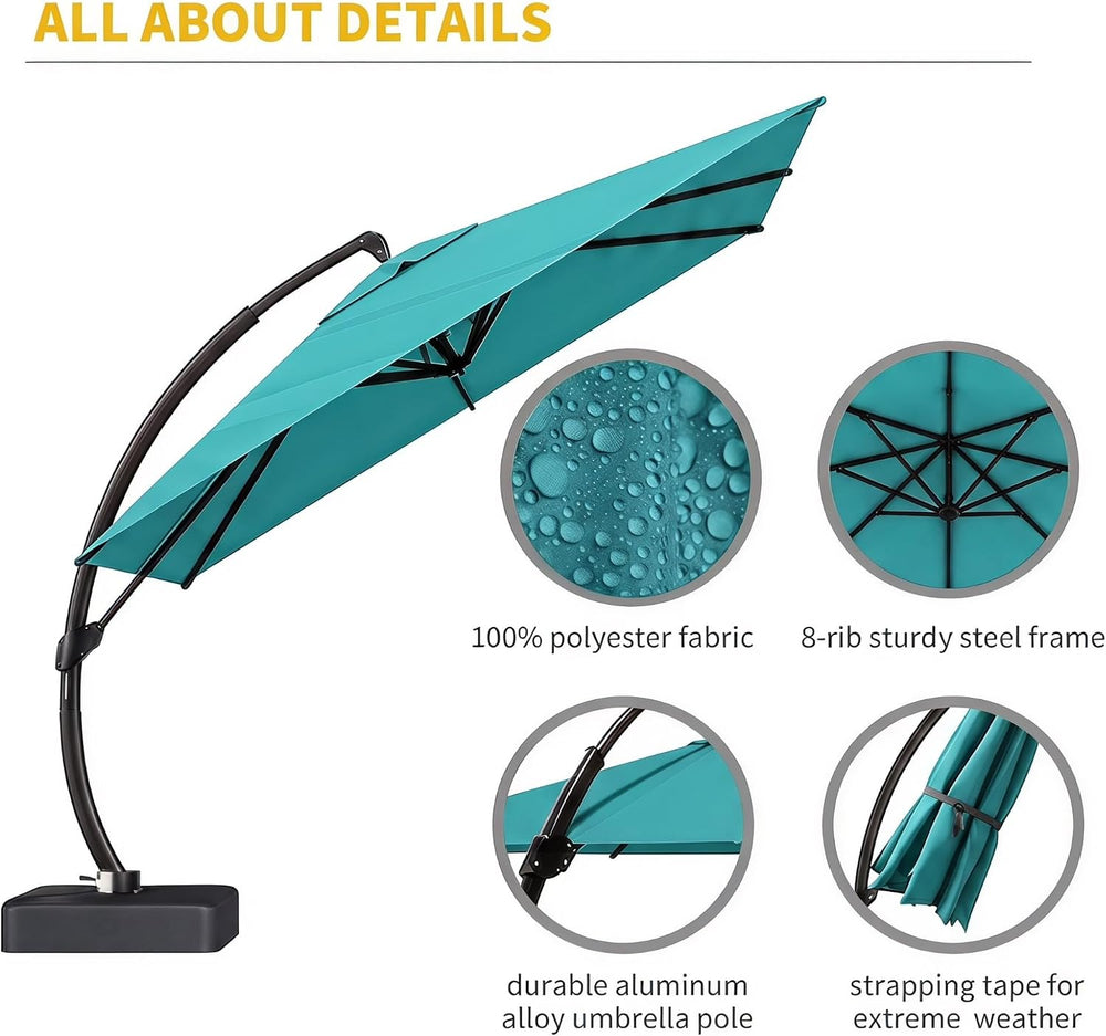 Kingdura 10x10 FT Cantilever Patio Umbrella with Base Included, Large Square ...