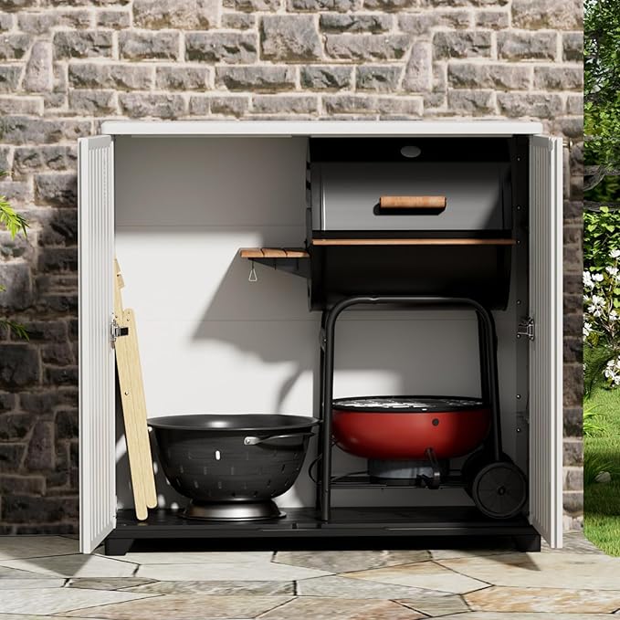 ADDOK Indoor Outdoor Plastic Storage Cabinet 34"x15"x34", Outd...