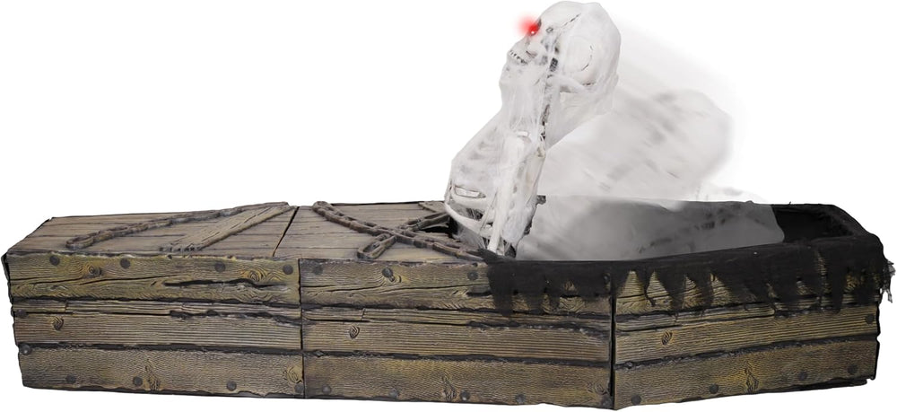 Haunted Hill Farm 5.2-Ft. Reaper in Coffin Halloween Animatronic