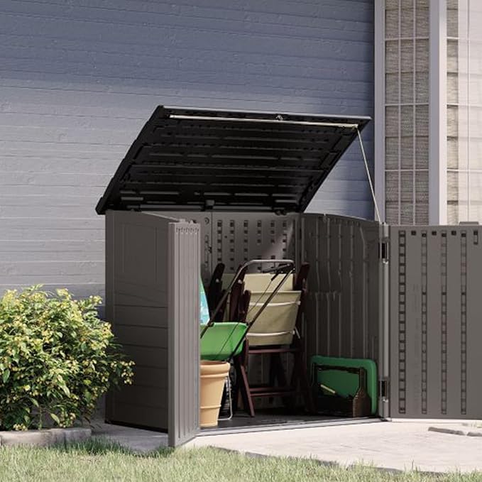 Suncast 34 Cu Ft Horizontal Resin Storage Shed - Outdoor Storage Shed with Fl...