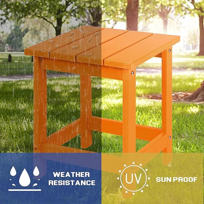 LZRS Adirondack Square Outdoor Side Table for Patio, Pool Composite Patio Tab...