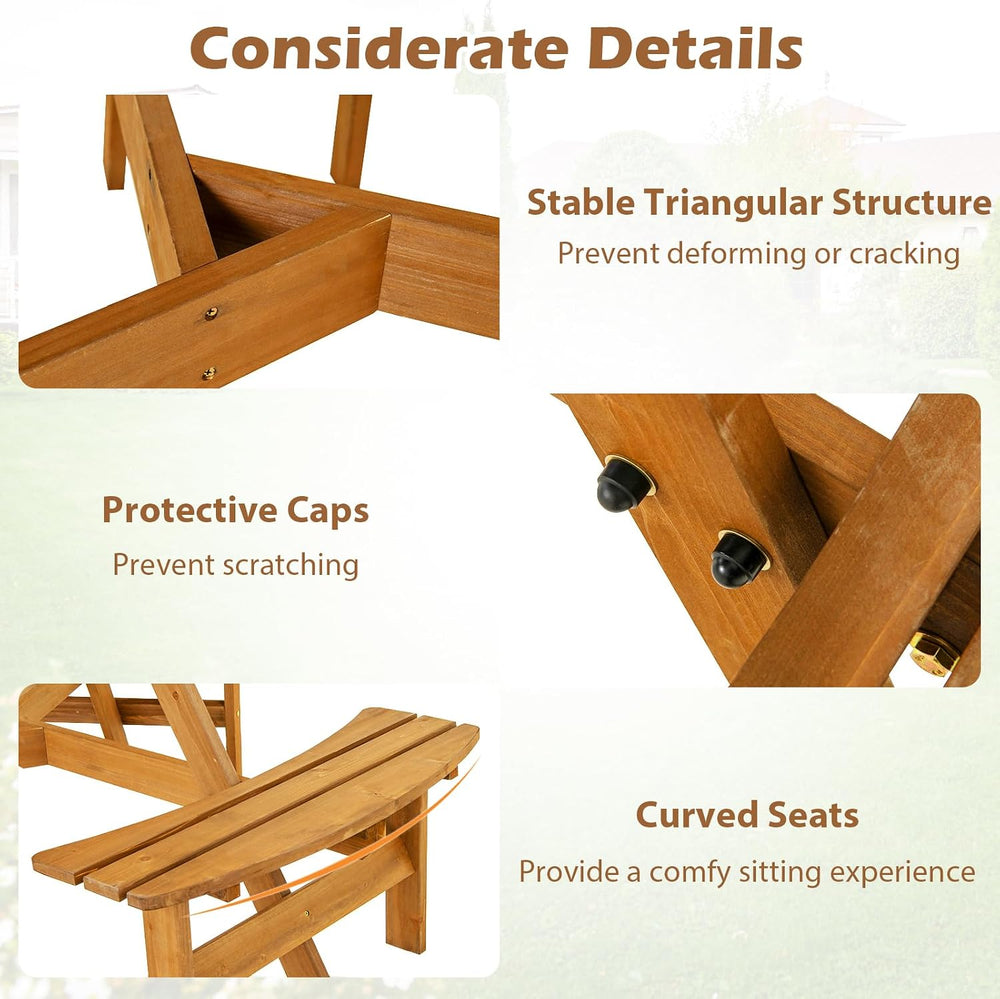 GIANTEX 6-Person Round Picnic Table Set with 3 Benches, 550 LBS Bench Capacit...