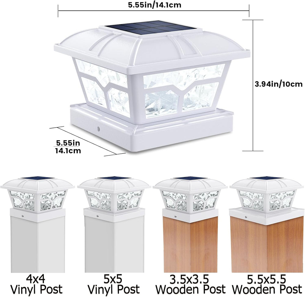 SIEDiNLAR Solar Post Cap Lights Outdoor 2 Modes, 4 Pack, White, Warm/White | ...