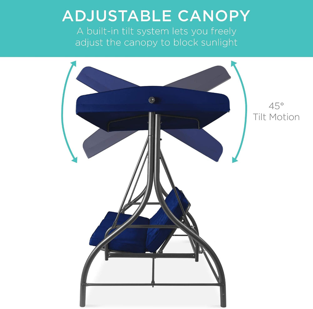 Best Choice Products 3-Seat Outdoor Large Converting Canopy Swing Glider, Pat...