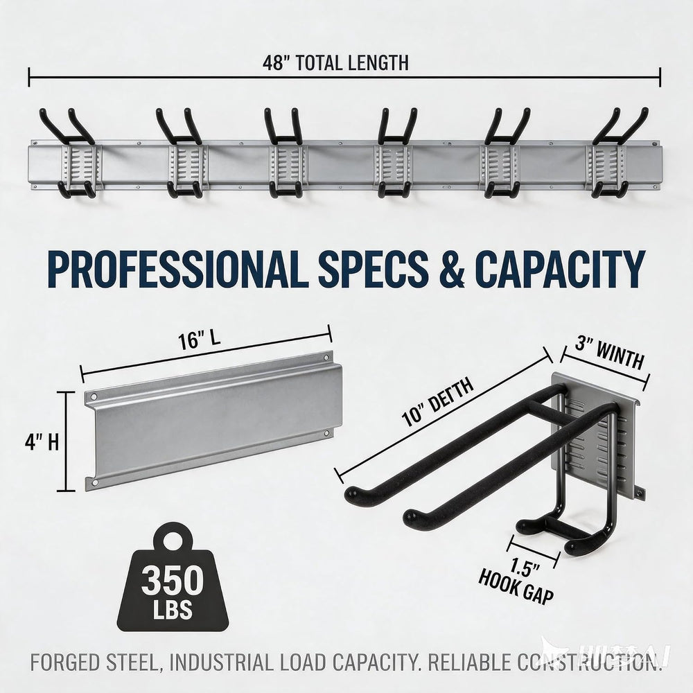 Aking Ace 48-Inch Garage Wall Organizer, Heavy-Duty Hook Set, 350lbs