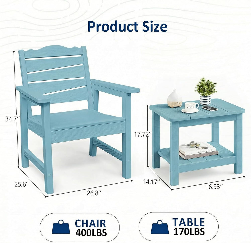 Patio Chairs Set, 3 Pieces Weatherproof HIPS Outdoor Furniture, Patio Chairs ...