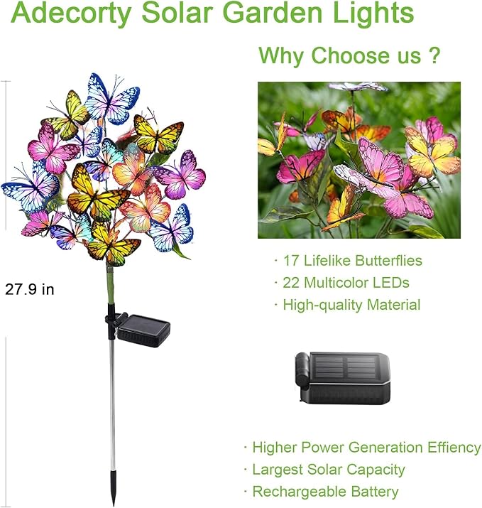 Solar Garden Lights Outdoor Waterproof Decorative Solar Lights Outdoor 8 Pack...
